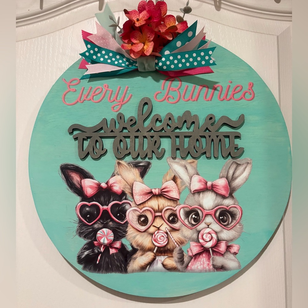 Easter Door Hanger “Every Bunnies Welcome to Our Home”